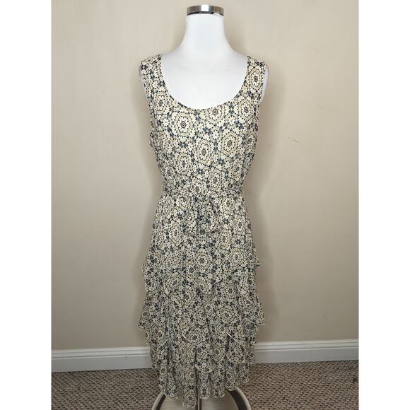 Robbie Bee Ruffled Chiffon Floral Dress Tie Waist Midi - Picture 1 of 10